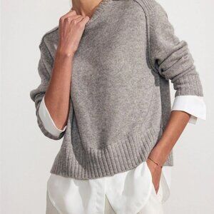 Brochu Walker Heather Gray Cashmere and Wool Layered Sweater